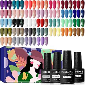 JODSONE 36 PCS Gel Nail Polish Set-32 Colors Gel Polish Kit Base Coat Glossy Matte and Glitter Top Coat Nail Polish Set $12.79