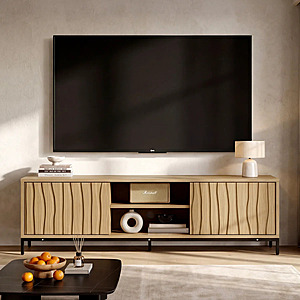 59" Wrought Studio Wave Pattern Modern TV Stand (Natural/Black) $79.99 + Free Shipping