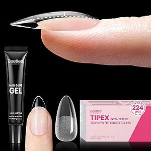 224-Count Beetles Full Cover Soft Gel Nail Tips Kit w/ Mini UV Lamp, Nail Glue & More (Clear, 16 Sizes) $5.99 w/ S&S + Free Shipping w/ Prime or on $35+