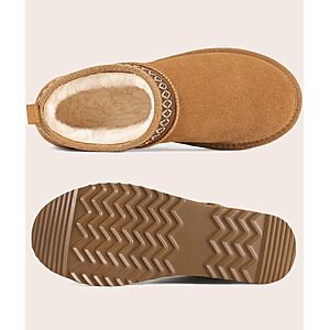 Litfun Genuine Suede Mini Boots for Women Faux Fur Lined Winter Ankle Boots $22.99