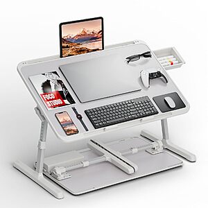 23" Potuopy X-Large Adjustable Foldable Laptop Lap Desk w/ Hidden Drawer & 5-Level Height $29.99 + Free Shipping w/ Prime or on $35+