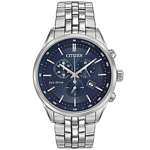 Citizen Men's Classic Corso Eco-Drive Watch, Chronograph, 12/24 Hour Time, Date, Sapphire Crystal, Stainless/ Blue Dial $318.75