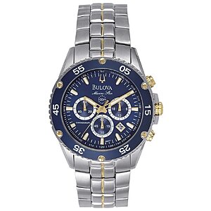 Bulova Men's Marine Star Two-Tone Stainless Steel Chronograph Quartz Watch, Blue Dial Style: 98H37 $296.08