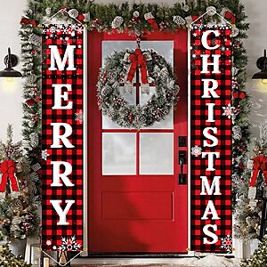 71" Ivenf Plaid Merry Christmas Hanging Banner (Red Black) $2.99 + Free Shipping w/ Prime or on $35+