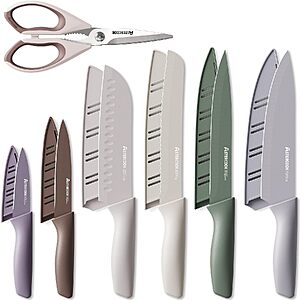 13-Pc Astercook Kitchen Knife Set w/ 6 Blade Guards & Shears (Morandi) $16.49 + Free Shipping w/ Prime or on $35+