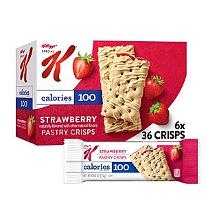 Kellogg's Special K Pastry Crisps, Breakfast Bars, 100 Calorie Snacks, Strawberry (6 Boxes, 216 Crisps) for $16.14