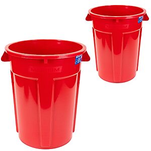 Magnum 55 Gallon Trash Can, High-Vis Red, Construction Grade, Heavy Duty Plastic, Jobsite Ready for Handling and Holding Garbage CMTC-C000-55R02 (2 Pack) $150