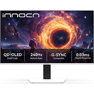 INNOCN 27" Gaming Monitor QD-OLED QHD 2560 x 1440P 240Hz 0.03ms, HDR $299.99 AC