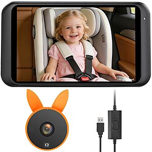 Babyvue HD 1080P Wide Angle Baby Car Camera Backseat Monitor USB Power with 360° Rotating Rear Facing Car Seat Camera $25.07 AC