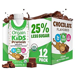 [SnS, AC] $10.60* | 12-Pack 8.25-Oz Orgain Organic Kids Nutritional Protein Shake (Chocolate) at Amazon (88.3￠ each)