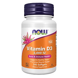 $8.39 S&S AMZ Now Supplements, Vitamin D-3 2,000 IU, Structural Support*, 240 Softgels