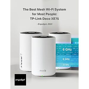 TP-Link Deco XE75 AXE5400 Tri-Band WiFi 6E System 1G Port, 3-Pack $170 AC or $127 with 25% Prime VISA CB