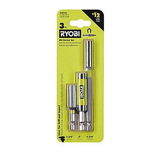 3-Piece RYOBI Impact Rated Bit Holder Set (AR2032) $4.97 + Free Shipping