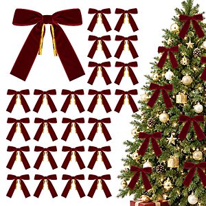 24-Count Der Rose 5"x7" Pre-Tied Velvet Christmas Tree Bows $6.49 + Free Shipping w/ Prime or on $35+