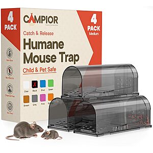 4-Pack Campior 6.69" Humane Live Mouse Traps (Black) $10.73 + Free Shipping w/ Prime or on $35+