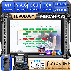 MUCAR X93 Topology Mapping OBD2 Scanner, OE-Level 4000+ Active, 41+ Services, Advanced ECU Coding & Configuration Flashing with Bidirectional Scan Tool $1034.31 AC