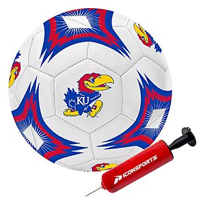Icon Sports NCAA Kansas Jayhawks Size 5 Soccer Ball $15.39 + Free Shipping w/ Prime or on $35+