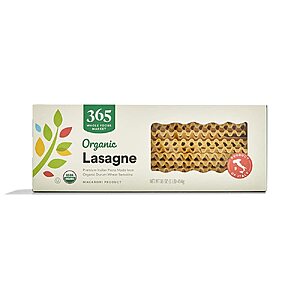 16-Oz 365 by Whole Foods Market Organic Lasagne Noodles $1.59 w/ S&S + Free Shipping w/ Prime or on $35+