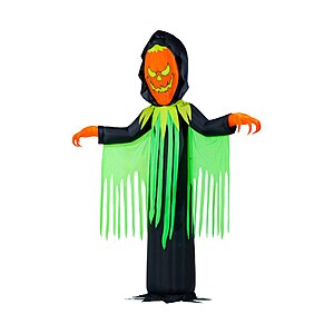 Way To Celebrate Inferno Pumpkin Reaper Airblown Yard Inflatable, Orange/Green/Black, approximately 20 ft, Halloween
