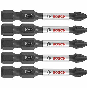 $3.83: BOSCH ITPH2205 Phillips #2 Impact Tough Screwdriving Bits, 5-Pack, 2 In.