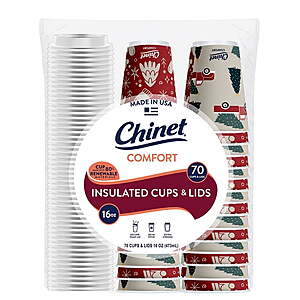 $11.58 Sams Club Chinet Comfort Cup and Lids, 16 oz. 70 ct.