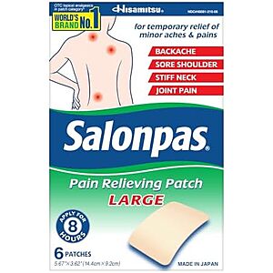 [SnS, AC] $3.59* | 6-Ct Salonpas Pain Relieving Patches (Large) at Amazon