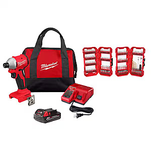 Milwaukee M18 18V Brushless Cordless Compact Impact Driver Kit w/ 2.0Ah Battery, Charger & 120-Piece Bit Set $129 + Free Shipping