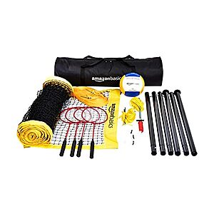 $14.99 | Amazon Basics Portable Outdoor Volleyball and Badminton Combo Set with Sturdy Poles and Storage Bag at Woot!