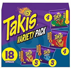 [SnS, AC] $7.52* | 18-Pk 1-Oz Takis Assorted Flavored Mixed Rolled Tortilla Chips at Amazon