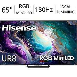 Hisense 65" UR8 Series 180Hz RGB MiniLED 4K UHD Smart Google TV with Gemini and Anti-Reflection Screen (2026) @ Best Buy $999.99