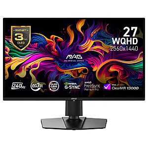 MSI 27" Gaming QHD QD-OLED 240Hz 0.03ms NVIDIA G-Sync & AMD FreeSync Monitor $299.99