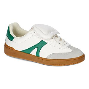 No Boundaries Women's Fashion Sneakers w/ Fold-Over Tongue Lace-Up (White/Green, Sizes 6-9, 11) $9.99 + Free S&H w/ Walmart+ or on $35+