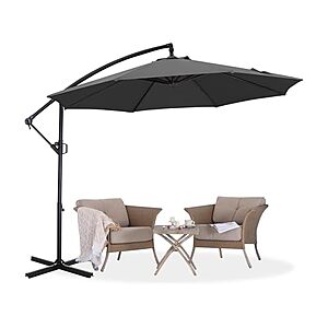$43.99: ABCCANOPY 10FT Cantilever Outdoor Patio Umbrella w/ Cross Stand (Dark Gray) at Woot!