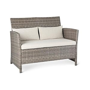 $63.99: Amazon Basics Outdoor Patio Loveseat w/ Beige Cushions at Woot!