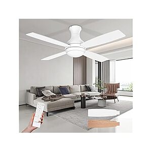 $30.39: Consciot 52 inch Ceiling Fans with Lights Remote&Light (White) at Woot!