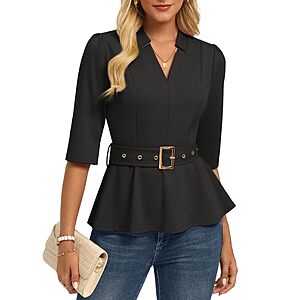 GRACE KARIN Women Business Casual Blouses Peplum Work Tops $14.99