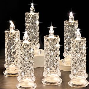 6PCS Rose Halo LED Flameless Candles, Clear Battery Operated Candles $7.99