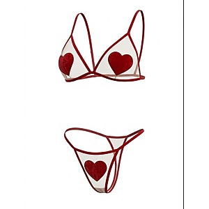 2-Piece Avidlove Women's Mesh Heart Bra & Thong Lingerie Set (Various) from $2.49 + Free Shipping w/ Prime or on $35+