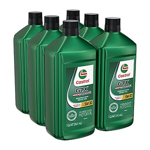 Castrol GTX High Mileage 5W-30 Synthetic Blend Motor Oil, 1 Qt, Pack of 6 $23 S&S