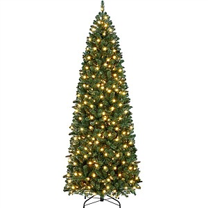 7.5' Yaheetech Pre-Lit Pencil Artificial Christmas Tree w/ 350 Warm White Lights & 1086 Branch Tips $65 + Free Shipping