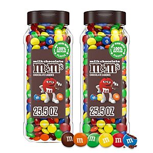 [SnS] $12.26* | 2-Pk 25.5-Oz M&M's Milk Chocolate Candy Resealable Jars at Amazon