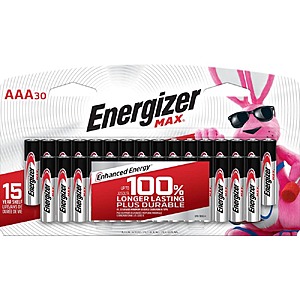 Energizer MAX AAA Batteries (30-Pack), Triple A Alkaline Batteries $7.70 YMMV HD CLEARANCE