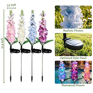 Snclriao Solar Flower Garden Lights Outdoor Decor, 4 Pack with 80 LED Light $15.49 AC + Free Shipping