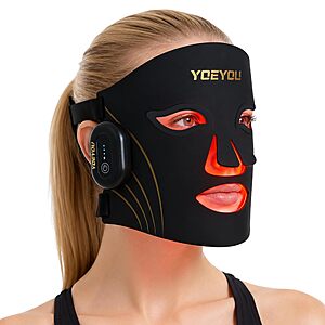 YOEYOU Wireless Red Light Face Mask with 4 Modes- $38.49 AC