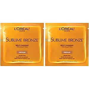 [SnS] $11.37 | 2-Pack 6-Count L'Oreal Paris Sublime Bronze Self Tanning Towelettes at Amazon