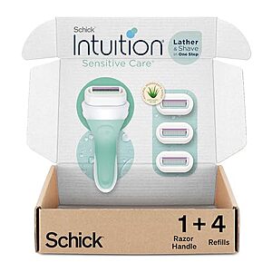 [SnS] $9.59* | Schick Intuition Sensitive Skin Women's Razor w/ 4 Blade Refills & Organic Aloe at Amazon