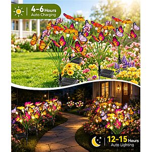 MuJo Solar Waterproof Butterfly Lights Outdoor $9.49 AC