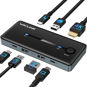 Amazon: KVM Switch 1 Monitors 2 Computers, WAVLINK HDMI KVM Switch (Reg $39.99, ~38% Off) from $25.00 + FS w/ Prime
