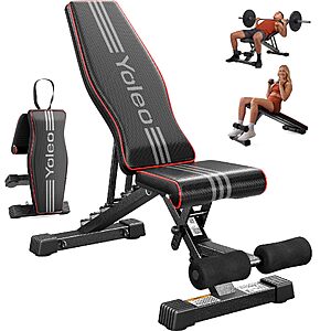 YOLEO Adjustable Weight Bench, ASTM-Certified 827LBS, 98% Pre-Assembled | Foldable Gym Bench with 84 Positions Incline Decline Flat, Wider Seat for Home Gym $56