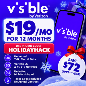 Visible by Verizon: Unlimited Wireless Plan: $19/Month for 12 Months (No annual contract or upfront annual payment)